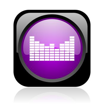 sound black and violet square web glossy icon