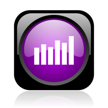 bar graph black and violet square web glossy icon