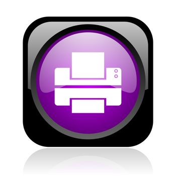 printer black and violet square web glossy icon