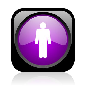 man black and violet square web glossy icon