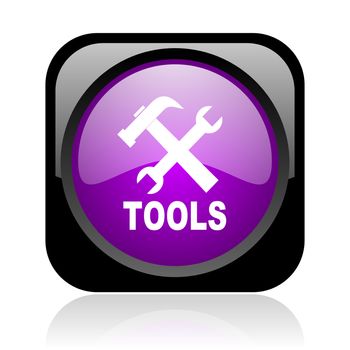 tools black and violet square web glossy icon