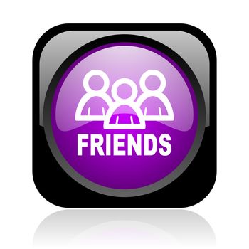 friends black and violet square web glossy icon