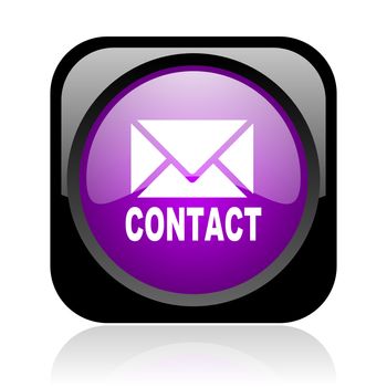 contact black and violet square web glossy icon