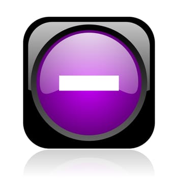 minus black and violet square web glossy icon