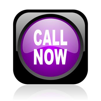 call now black and violet square web glossy icon