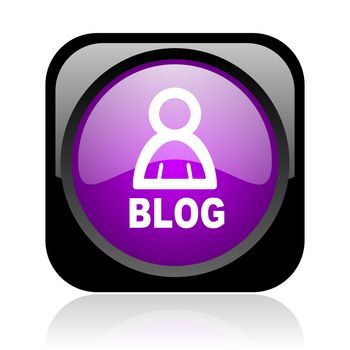 blog black and violet square web glossy icon