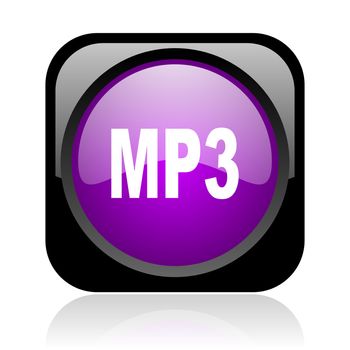 mp3 black and violet square web glossy icon