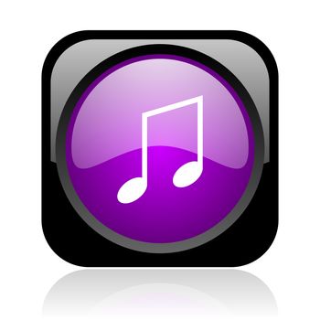 music black and violet square web glossy icon