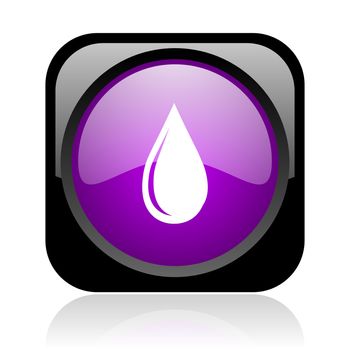 water drop black and violet square web glossy icon