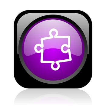 puzzle black and violet square web glossy icon