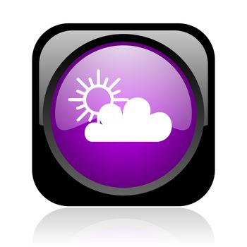 weather forecast black and violet square web glossy icon