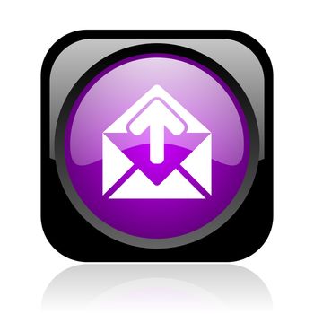 mail black and violet square web glossy icon