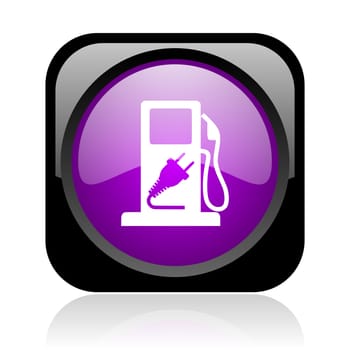 fuel black and violet square web glossy icon