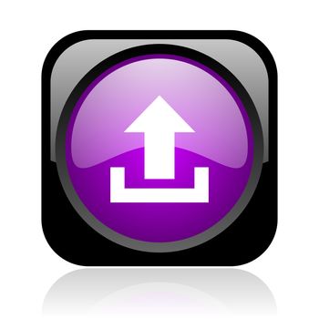 upload black and violet square web glossy icon