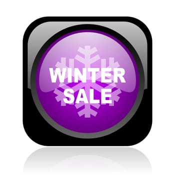 winter sale black and violet square web glossy icon