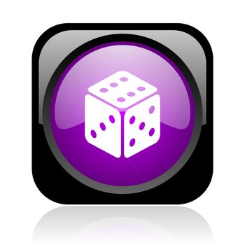 dice black and violet square web glossy icon