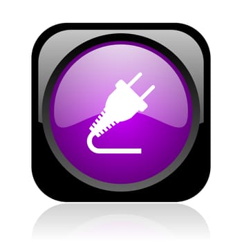 plug black and violet square web glossy icon