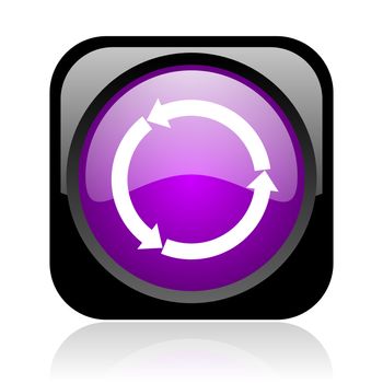 refresh black and violet square web glossy icon