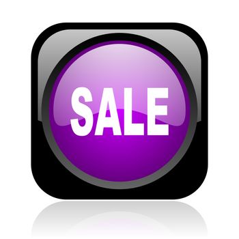sale black and violet square web glossy icon