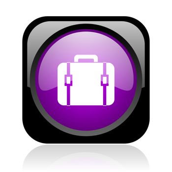 baggage black and violet square web glossy icon