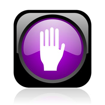 stop black and violet square web glossy icon
