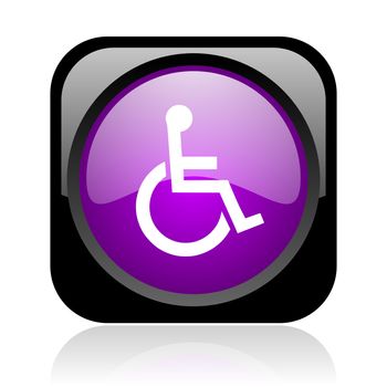 accessibility black and violet square web glossy icon