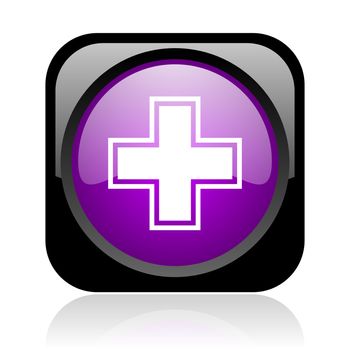 pharmacy black and violet square web glossy icon