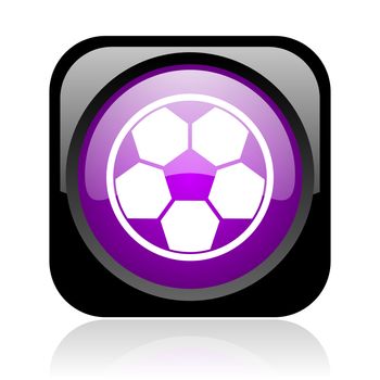 soccer black and violet square web glossy icon