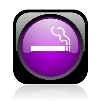 smoking black and violet square web glossy icon