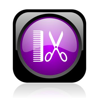 barber black and violet square web glossy icon