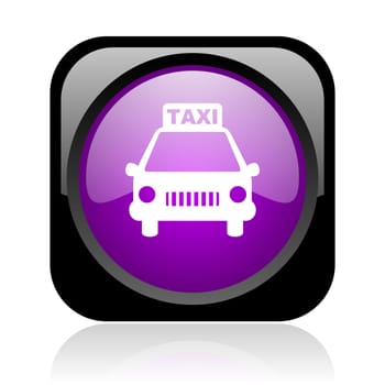 taxi black and violet square web glossy icon