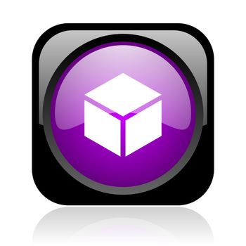 box black and violet square web glossy icon