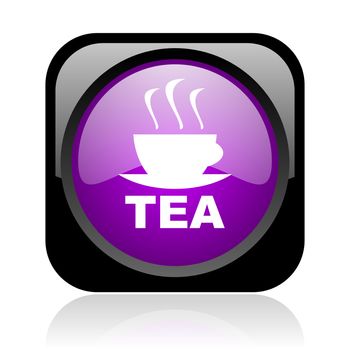 tea black and violet square web glossy icon