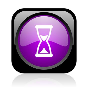 time black and violet square web glossy icon