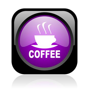 coffee black and violet square web glossy icon
