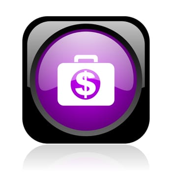 financial black and violet square web glossy icon