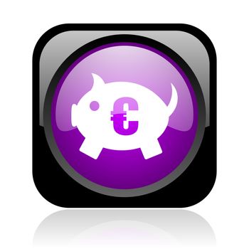 piggy bank black and violet square web glossy icon