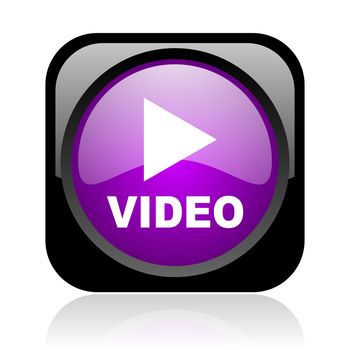 video black and violet square web glossy icon