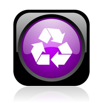 recycle black and violet square web glossy icon