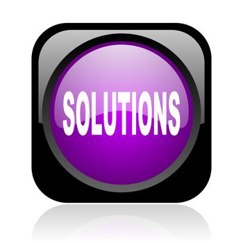 solutions black and violet square web glossy icon