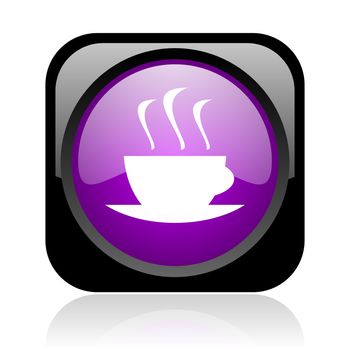 coffee black and violet square web glossy icon