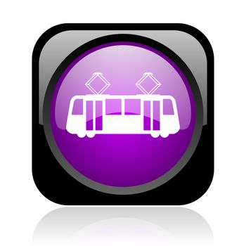 tram black and violet square web glossy icon