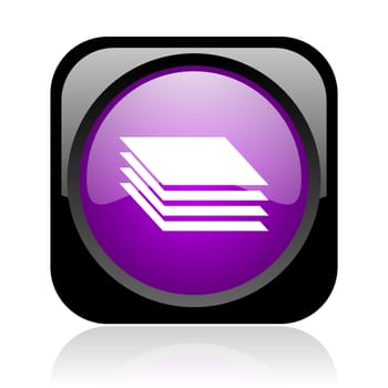 layers black and violet square web glossy icon