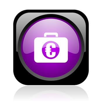 financial black and violet square web glossy icon