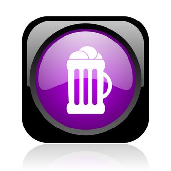beer black and violet square web glossy icon