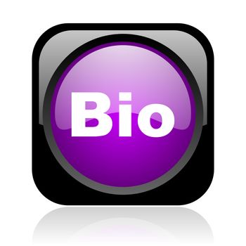 bio black and violet square web glossy icon