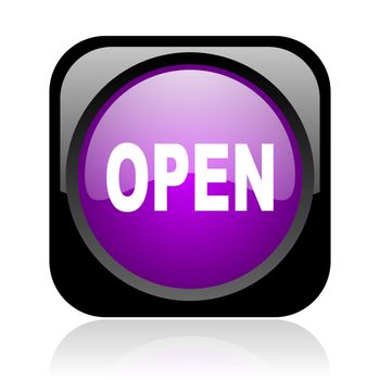 open black and violet square web glossy icon
