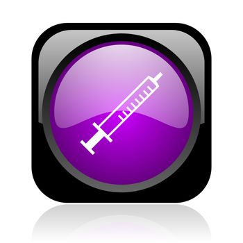 syringe black and violet square web glossy icon