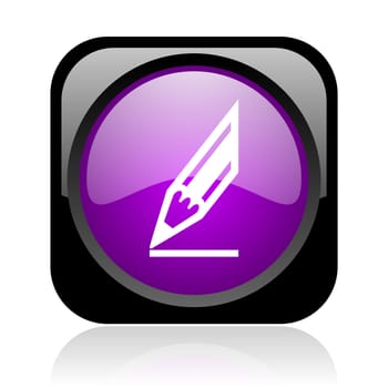 draw black and violet square web glossy icon