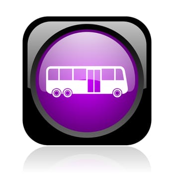 bus black and violet square web glossy icon